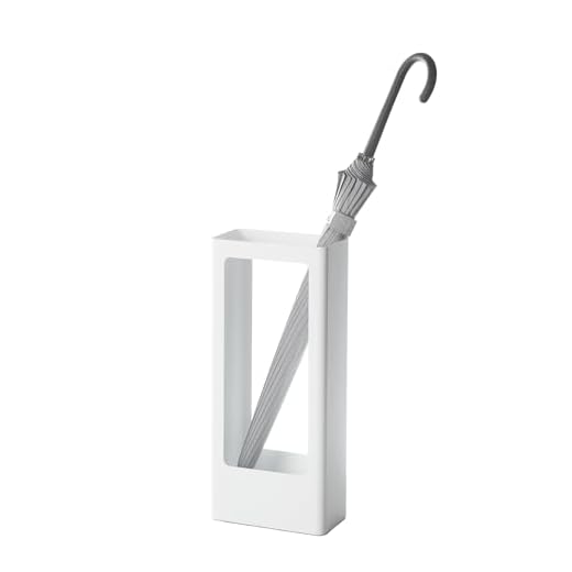 YAMAZAKI 4928 TOWER Portaombrelli sottile, bianco, Acciaio/Silicone, minimalista, 22 x 12 x 50 cm