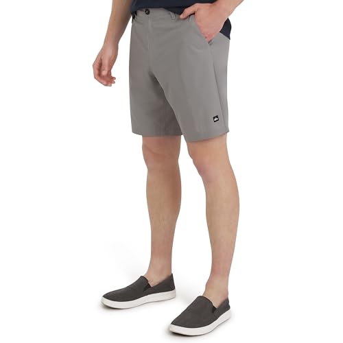 Quiksilver Men's Regular Fit Fixed Waist Water Friendly Active Hybrid Shorts, Striped Design - Black, 40