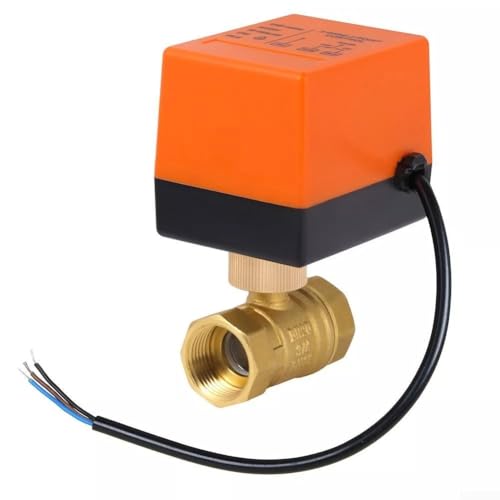 Válvula de bola eléctrica DN20 de 2 vías, 2 cables, normalmente abierta con motor síncrono, cuerpo de latón para agua fría y caliente, clasificación IP54, rosca de tubo de 1/2 pulgada, CA 220 V