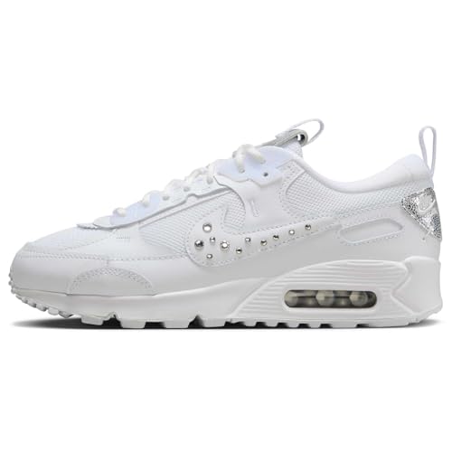 Nike Air Max 90 Futura Women's Shoes (FQ8888-100, White/Metallic Silver/Chrome/Platinum Tint) Size 10