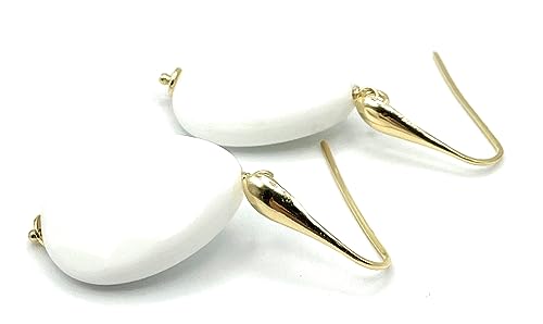 Orecchini con Gocce di Agata Bianca e Argento Dorato Italiano, Pendenti Pietre Dure Naturali, Bijoux Made in Italy, Regalo per Lei