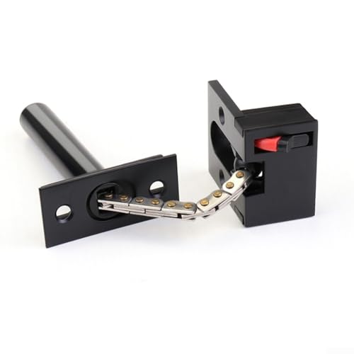 Zilimontt Chiavistello antifurto in lega di zinco e catenella, chiusura invisibile per porta di sicurezza con catena di sicurezza per una maggiore sicurezza domestica e alberghiera, nero/rosso (nero)