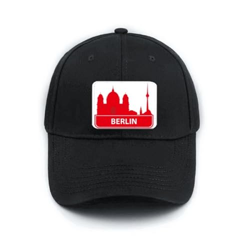 Casquette de baseball noire Berlin réglable motif Allemagne rouge