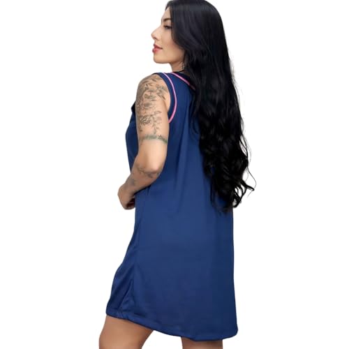 Camisola Amamentação Americano com botão pós Cirúrgico (Marinho, G)