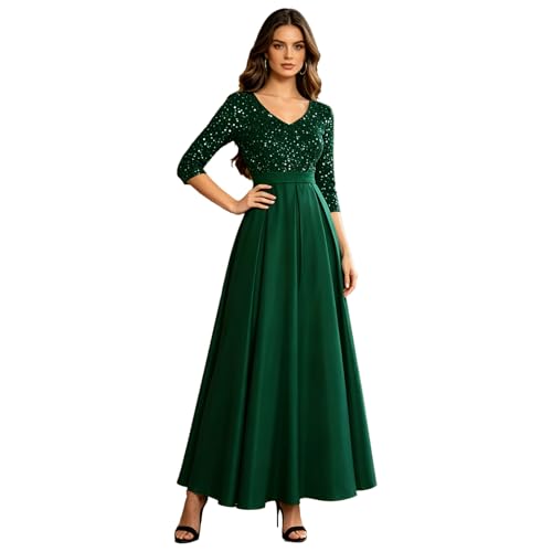 Robe soirée paillettes élégante inhzoy style trapèze pour bal de fin d'année et soirées habillées