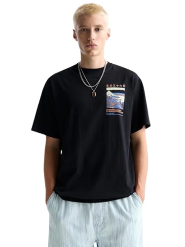 Image of GRECIILOOKS Men's Cotton Blend Oversized Fit T-Shirt Half Sleeve Oversized Round Neck Longline Drop Shoulder | Colorful Printed Men t-Shirt
