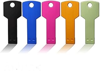 JUANWE 32 GB Memory Stick 5 Pack, Memory Stick USB 2.0 Pack of 5, USB Flash Drive Metal 32 GB USB Stick 2.0, Key Shape Waterproof Colourful Pendrive for Laptop, PC (Black, Pink, Green, Gold, Blue)