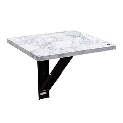 Image of Nutcase Designer Floating Bedside Table for Bedroom Small Wall Mounted Bedside Tables Folding (Set of 2) - White Grey Effect