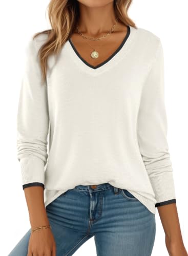 Image of Dokotoo Women's Wool Blend Crew Neck Casual Fall Sweaters Knit Tops | Lightweight,Long Sleeve,Fall Outftis,Dressy,Ribbed Hem,Business Casual Tops,Comfy Knit,Pullover,Basic Classic,Layer Clothes