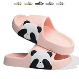 Panda Slippers Cute Cartoon Panda Slippers for Women Men Slides Sandals Open Toe Home Indoor Slippers House Shoes Outdoor Beach Slippers Couples Summer Bathroom Shower Slippers (7.5-8.5 Women/6-7 Men,Pink,7.5,Women,8.5,Men,Medium,6,7)