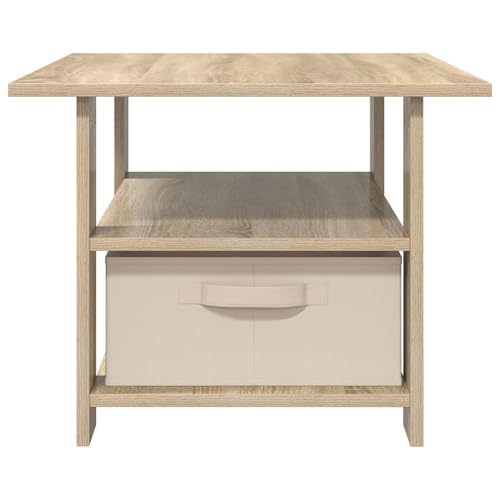 Table basse chêne Sonoma 77x55cm avec 2 tiroirs et étagère de rangement