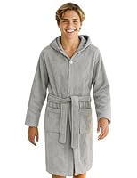 Morgenstern Bademantel Kinder & Teenager Mädchen Jungen 100% Baumwolle Frottee mit Kapuze OEKO-TEX® Kinderbademantel Morgenmantel Größe 170-176, Grau