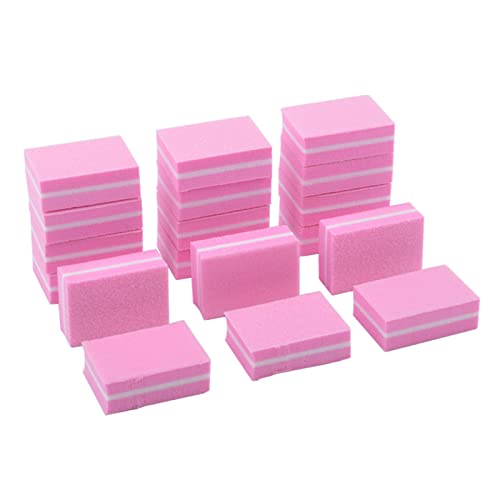 luoshaPUCY 20 Piezas Bloque de Lima Para Uñas, Mini Bloques de Buffer de Uñas, Taco Pulidor Uñas Doble Cara Grano, Lima Pulidora Uñas Lavable para Uñas Gel y Acrílico(Rosa)