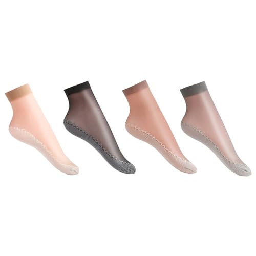 Socks,Silky Sheer Ankle High Socks Anti-Slip Cotton Bottom Reinforced Toe Summer Ultrathin Medium Tube Anklet Socks4