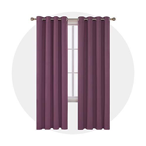Image of Deconovo Blackout Curtain Room Darkening Panel for Bedroom or Living Room Grommet Thermal Insulated Lighting Reduce Drape 52 x 95 Inch Dry Rose 1 Panel
