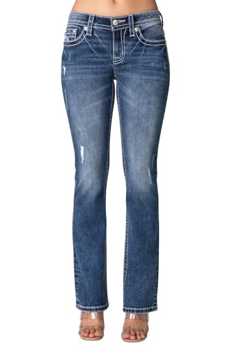 Miss Me Women's Feather Dreams Mid-Rise Bootcut Jeans2