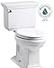 KOHLER K-3817-0 Memoirs Stately Comfort Height Two-Piece Elongated 1.28 GPF Toilet with AquaPiston Flush Technology and Left-Hand Trip Lever, White