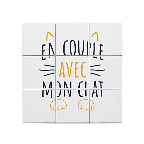 Carreaux Céramique Cadeau Idéal Amoureux des Chats 20 x 20 cm