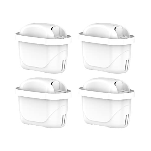 GLACIER FRESH Cartuchos de filtro de agua, compatibles con jarras de agua Brita Maxtra y Plus+, cartuchos de filtro Maxtra, paquete de 4 cartuchos de filtro universales