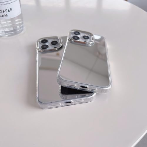 Housse miroir iPhone 15 Pro argent reflets métalliques antichoc