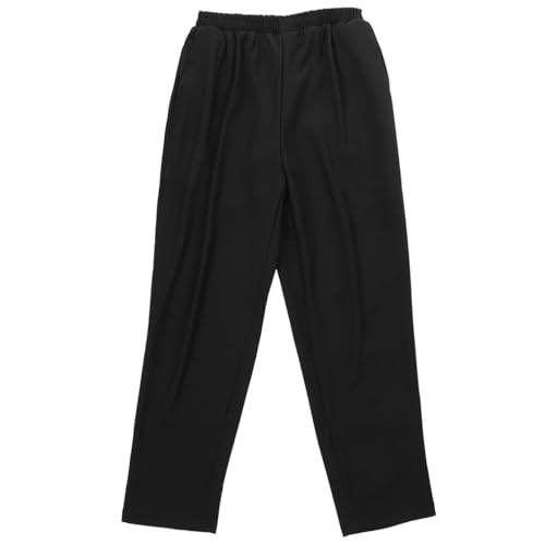 MAGICLULU Professionelle Kochhose für Herren & Damen - Locker geschnittene Arbeitshose mit Gummizug - Atmungsaktive Küchenhose für Gastronomie Hotel & Restaurant - Schwarz