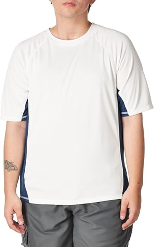Kanu Surf Men's Short Sleeve UPF 50 Swim Rash Guard Sun Shirt (Regular & Extended Sizes), White/Navy, 5X