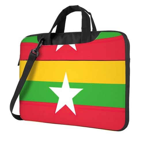 Maletín para computadora de 15.6 pulgadas con bandera de Myanmar bandolera portátil duradera