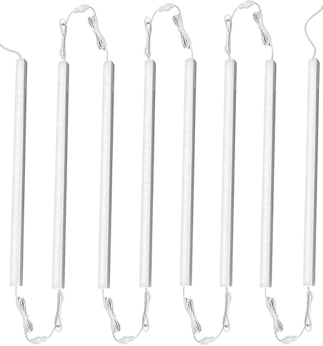 Cefrank Illuminazione sotto il mobile, 8 pezzi di barre LED a forma di V da 30cm collegabili per mobile da cucina, vetrina esposizione, ripiano - 16Watt 1600 Lumi - Bianco Puro (6000K)