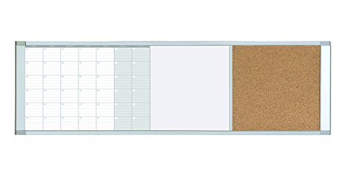 MasterVision Magnetic Gold Ultra Dry Erase/Cork Bulletin Cubicle Calendar Board, 48 x 18 Inches (XA429993700)