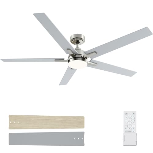 Image of 60 Inch Brushed Nickel Ceiling Fans with Lights, Large Ceiling Fan