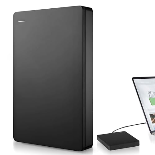 AUEJACKY 4TB Disco Duro Externo Portátil, Unidad De Disco Duro Externo, USB 3.0, Memoria Externa para PC, Mac, Mac, TV, PS4, Xbox, Música, Vídeos y Archivos Importantes, Negro