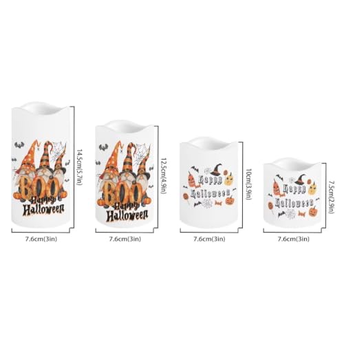 Image of Pumpkin Flameless Battery Operated Candles Set of 4 | Flameless Candles with Remote Flickering LED Candles with Timer for Halloween Party Living Room Decorations