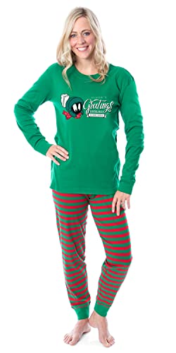 INTIMO Looney Tunes Marvin the Martian Christmas Season's Greetings Character Tight Fit Matching Pajama Set3