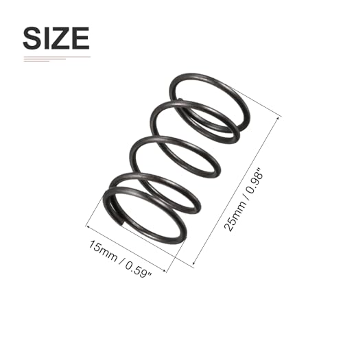 DTGN 1.2x15x25mm(DxADxL) Druckfeder - 20Pack - Gut für Maschinen - Federstahl Erweiterung Feder - Schwarz