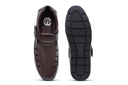 Image of BRUTE Faux Leather Sandals for Men | Fisherman Sandals | Closed Ethnic Sandals