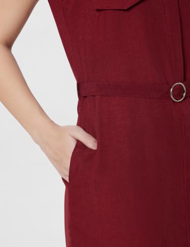Image of Amazon Brand - Symbol Women's Sleeveless Shirt Dress | Belted Waist, Collared Neck, Knee Length (Available in Plus Sizes)