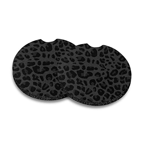 Portavasos para auto con diseño de leopardo 2.8 pulg, negro 2 unidades miniatura 2