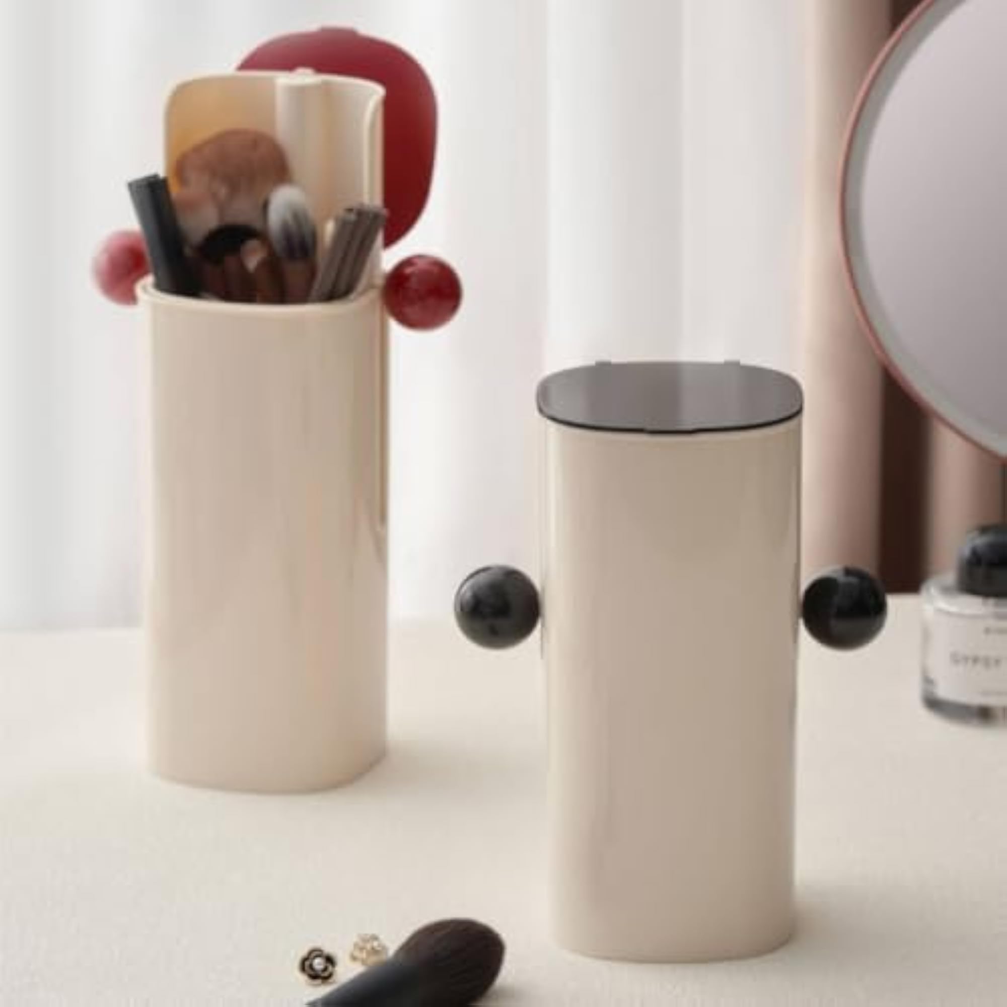 Dustproof Makeup Brush Holder with Lid, Automatic Lift-Up