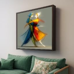 Lienzo abstracto de baile de tango que evoca la pasión del arte figurativo en casa 1