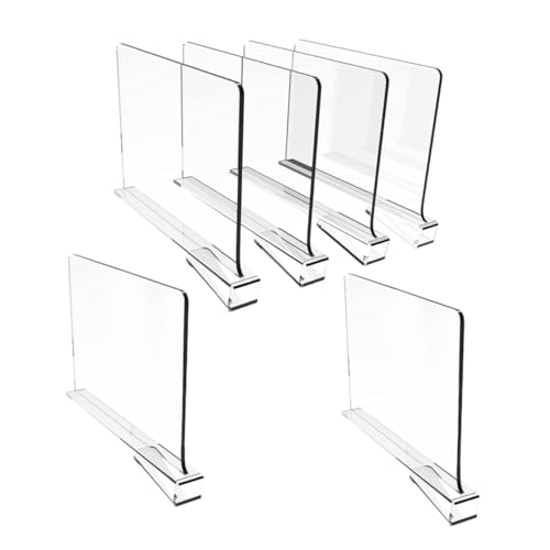 Healifty 6 Piezas Separadores Transparentes para Estantes de Armario Organizador de Ropa Divisores Ajustables para Almacenamiento Closets y Muebles Instalación Sin Herramientas