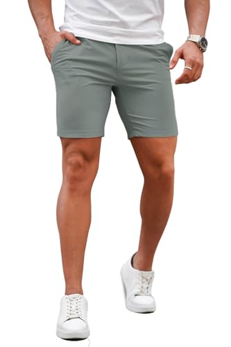 Image of GINGTTO Mens Slim Fit Shorts Plaid Chino Short Tapered Leg Skinny Stretch