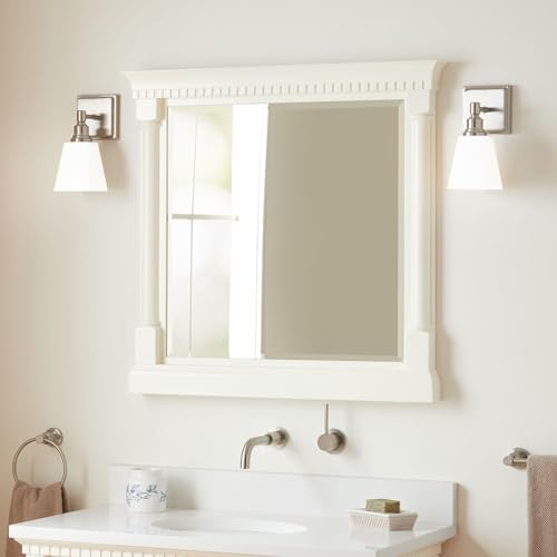 Signature Hardware 953836-34 Claudia 34" W x 33" H Modern Rectangular Framed Bathroom Wall Mirror - White
