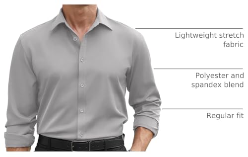 Image of COOFANDY Mens Stretch Dress Shirts Long Sleeve Button Down Shirt Regular Fit Formal Business Shirts