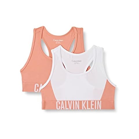 Calvin Klein Jeans 2pk Bralette 570 Sujetador, Rosa (Pinkmocha/Pvhwhite), 8 años para Niñas Cover