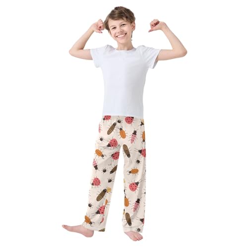 ZZXXB Summer Cicada Ladybug Boys Long Pants Soft Trousers Elastic Waist Kids Lounge Bottoms with Pockets S-XL2