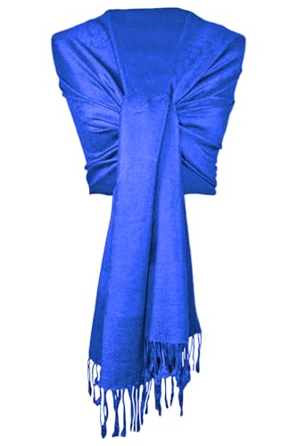 Trachtenland Dirndltuch Stola - Eleganter Schal mit floralem Muster - Trachtentuch zu Dirndl und Lederhose (Royalblau, ca. 185 x 70 cm)