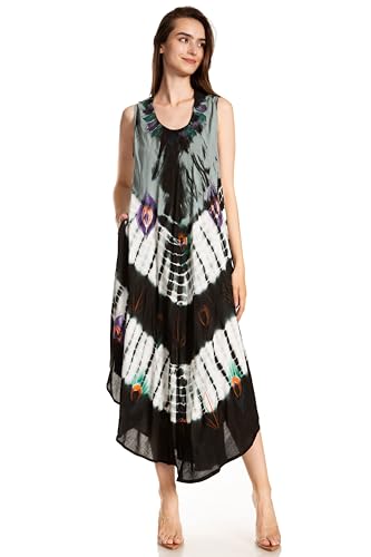 Image of Sakkas Peacock Feather Caftan Dress /Cover Up