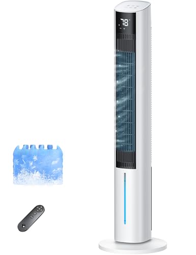 Windowless Portable Air Conditioner, 45.1' Evaporative Air Cooler w/1.06Gal Water Tank & 4 Ice Packs, 12H Timer, 60° Swing, No Hose No Window Needed, 3-IN-1 Quiet AC Unit for Bedroom