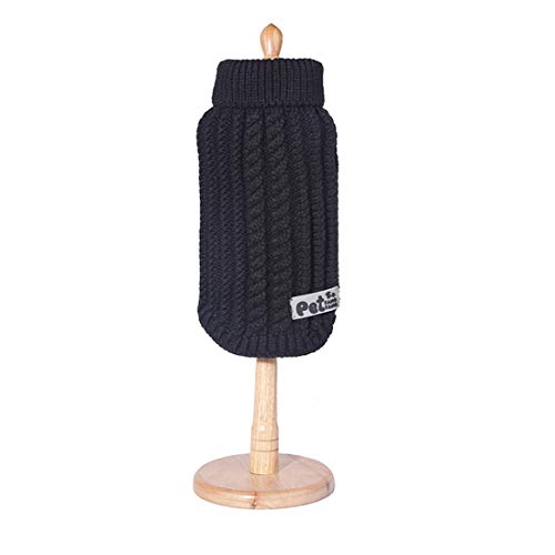 Pullover Sweater für Kleine Hunde Hundekostüm Einfarbig Vest Welpen Strickpullover Hundemantel Pulli Bekleidung Herbst Winter Sweatshirt Haustier (XXS, schwarz)