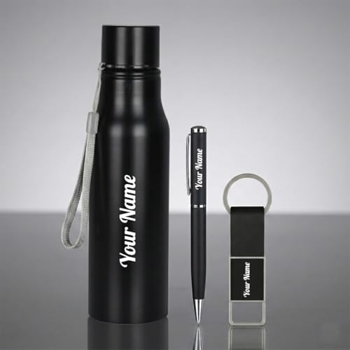 Image of Giftana Personalized Name Water Bottle 750ml, Birthday Gifts (Black 3)